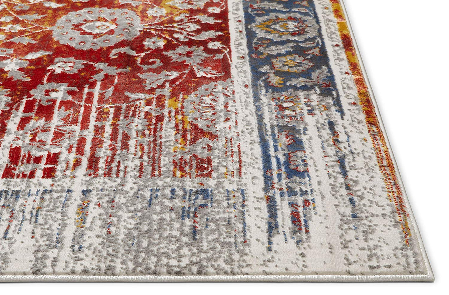 Modern Floral Persian Design Red Blue Area Rug