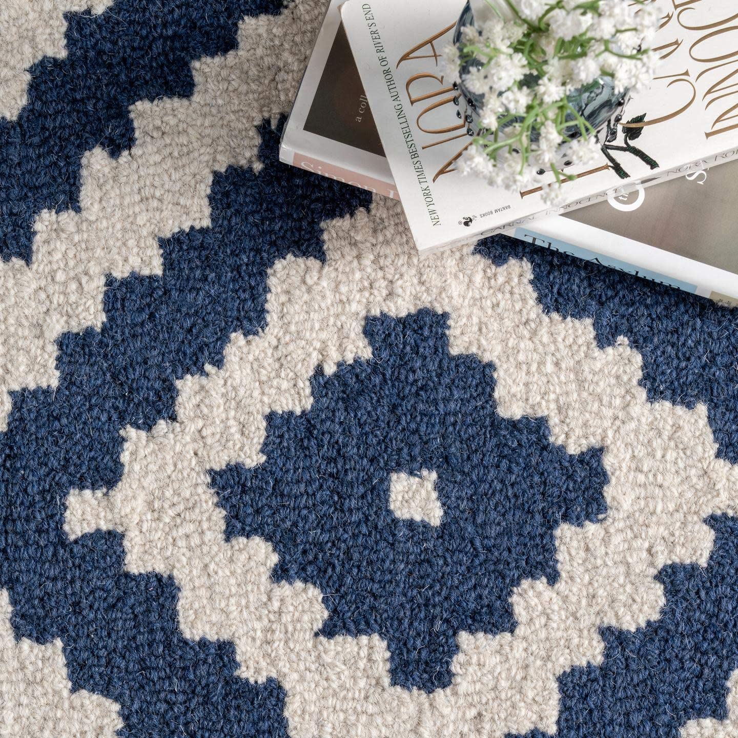 Kellee Navy Contemporary Wool Area Rug