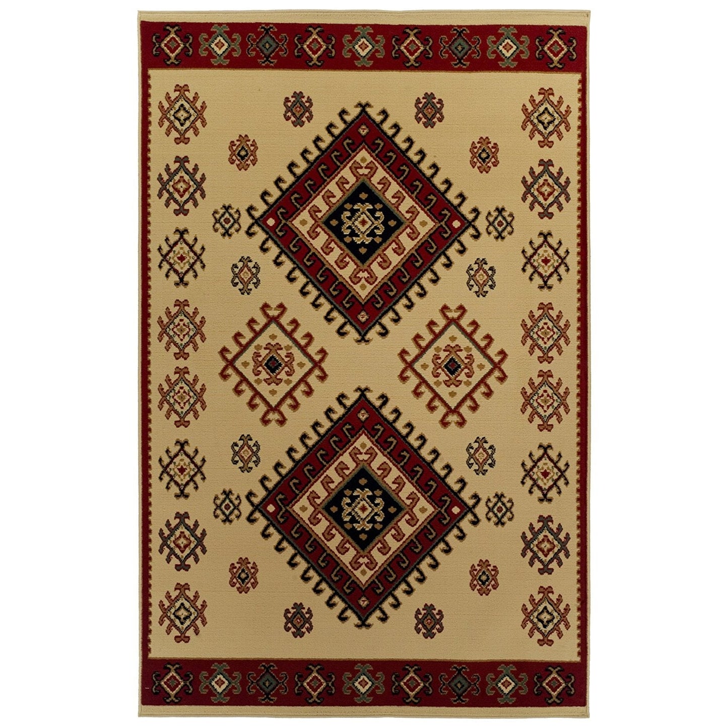 Southwest Style Bordered Ivory Area Rug