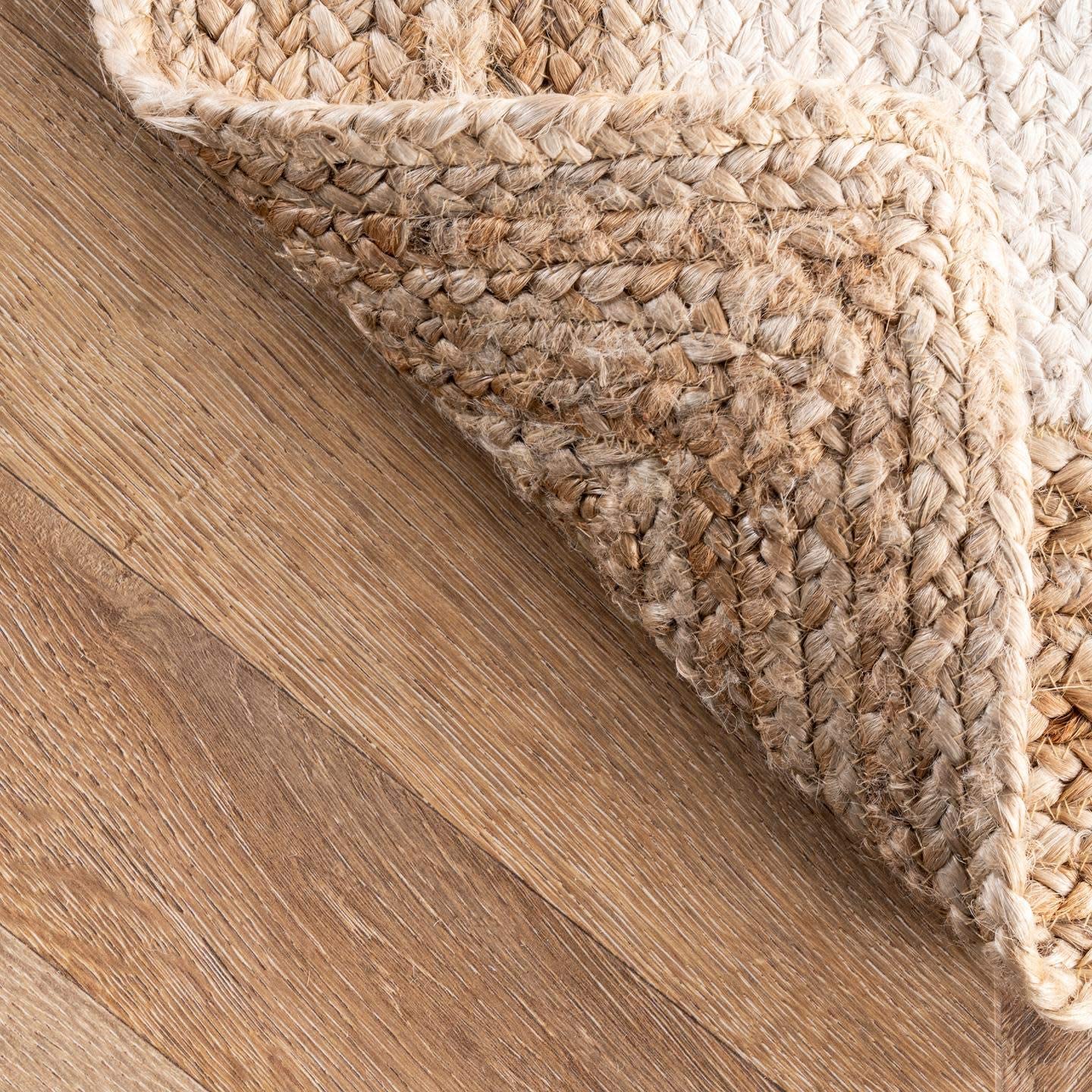 Hand Woven Jute Area Rug, White