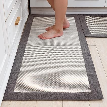 Non Skid Washable Absorbent Kitchen Runner Rugs 19.5"x31.5"+19.5"x47"