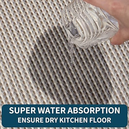 Sets of 2 Absorbent Non Skid Washable Kitchen Rugs and Mats, 17" x 30" + 17" x 59"