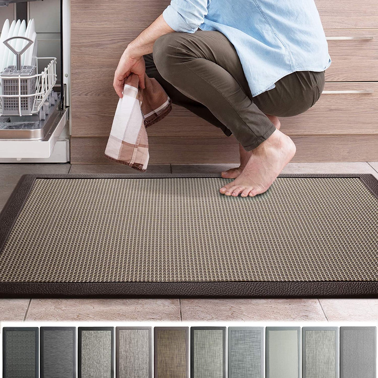 Ergonomic Anti Fatigue Workstation Memory Foam Mat in Stone 39"×20"×0.50" (L×W×H)
