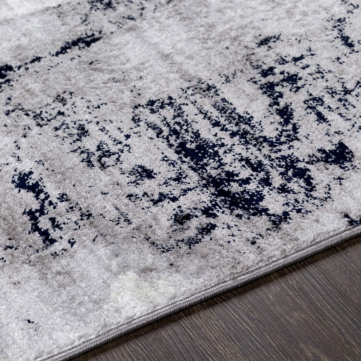 Modern Abstract Soft Area Rug, Silver/Charcoal