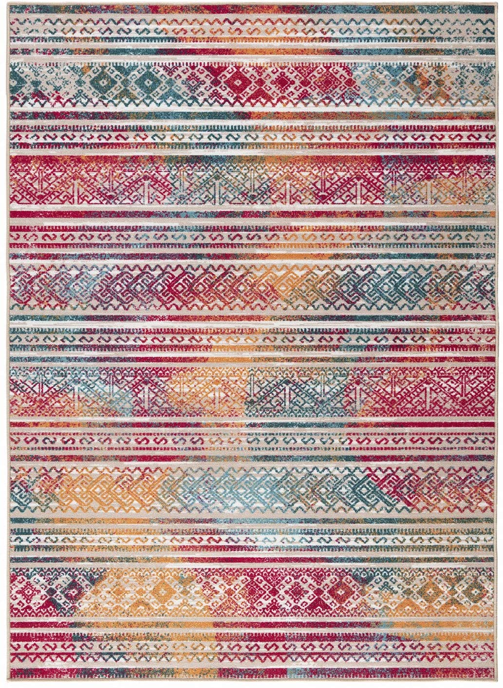 Moroccan Geometric Low Profile Pile Indoor Area Rugs Multi