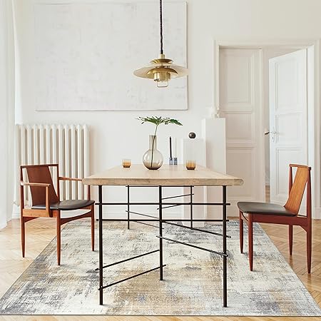 Non-Shed - Eco-Friendly, Machine Washable Rug - Stain Resistant, Made from Premium Recycled Fibers - Abstract Contemporary - Blue, 2'6" x 6'