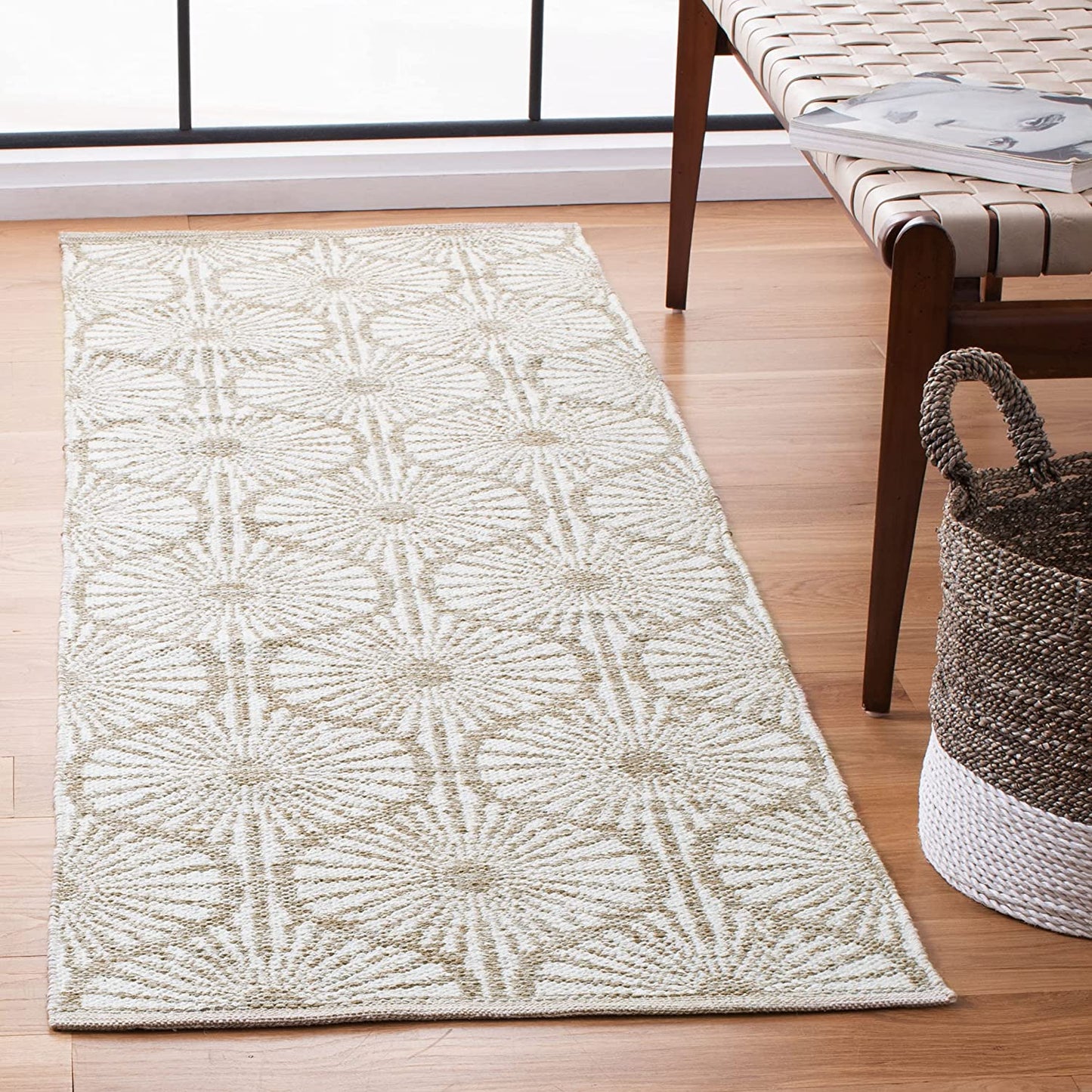 Montauk Collection MTK606H Handmade Cotton Area Rug Aqua / Ivory