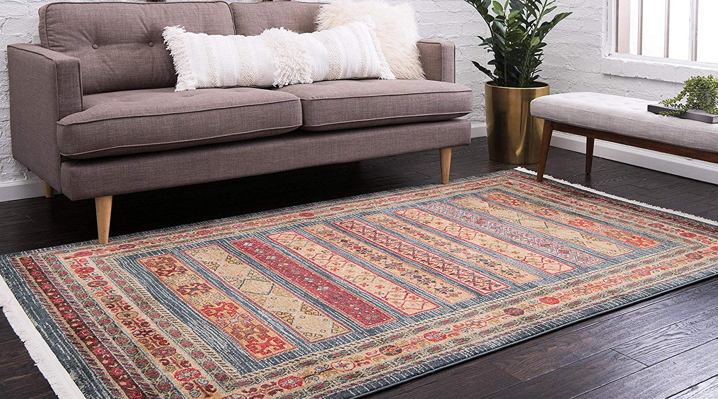 Tribal Pattern Blue Soft Area Rug
