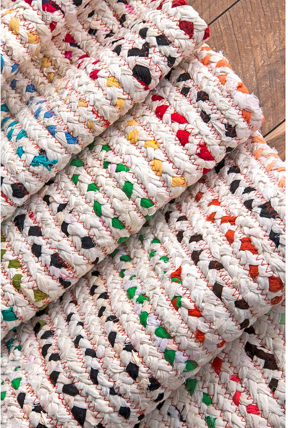 Hand Braided Ivory Multi-color Soft Area Rugs