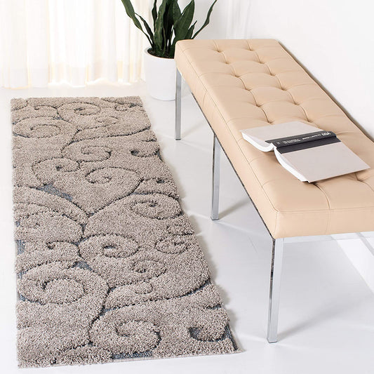 Premium Swirl Thick Plush Grey/Light Blue Area Shag Rug