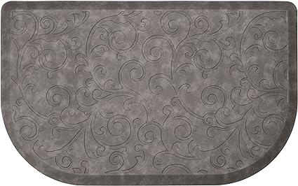 Anti-Fatigue Gelness Clarance Design Cushioned Faux Leather Comfort Chef Mat Skid-Resistant - Set of 2-17.5"x48" & 17.5"x28" Wedge - Dark Grey