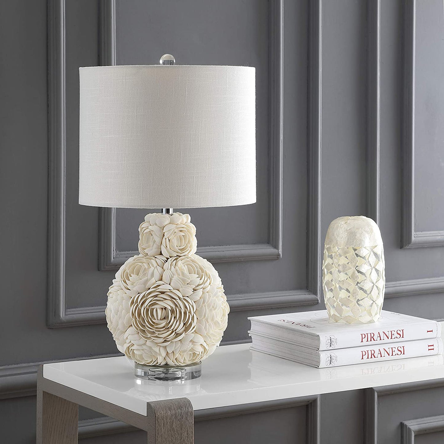 Seashell Rosette 24" LED Lamp Cream