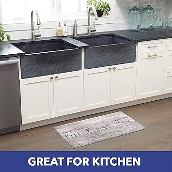 Living Anti-Fatigue Kitchen Mat For Floor, Stain Resistant, Easy Wipe Clean, 1/2 Inch Thick, 18" x 30", Beige