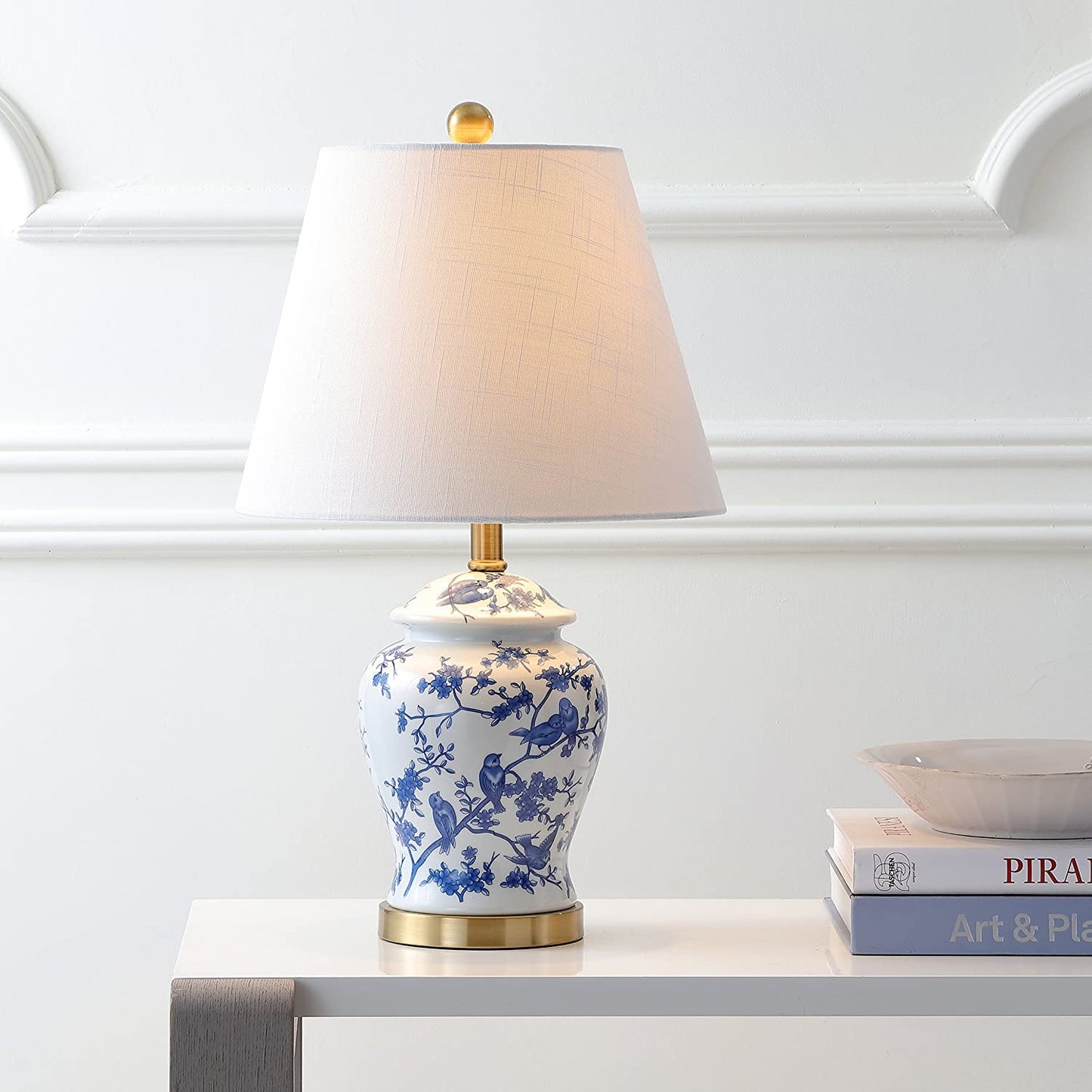 Penelope 22" Chinoiserie LED Table Lamp Blue/White