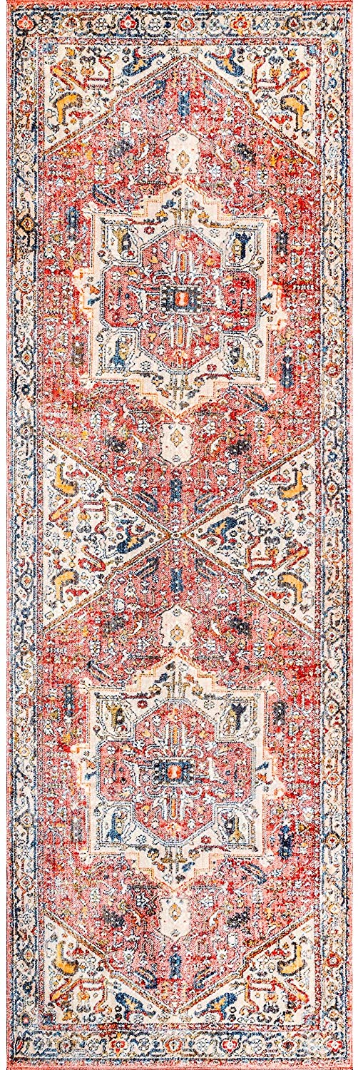 nuLOOM Ethel Medallion Fringe Area Rug,Orange