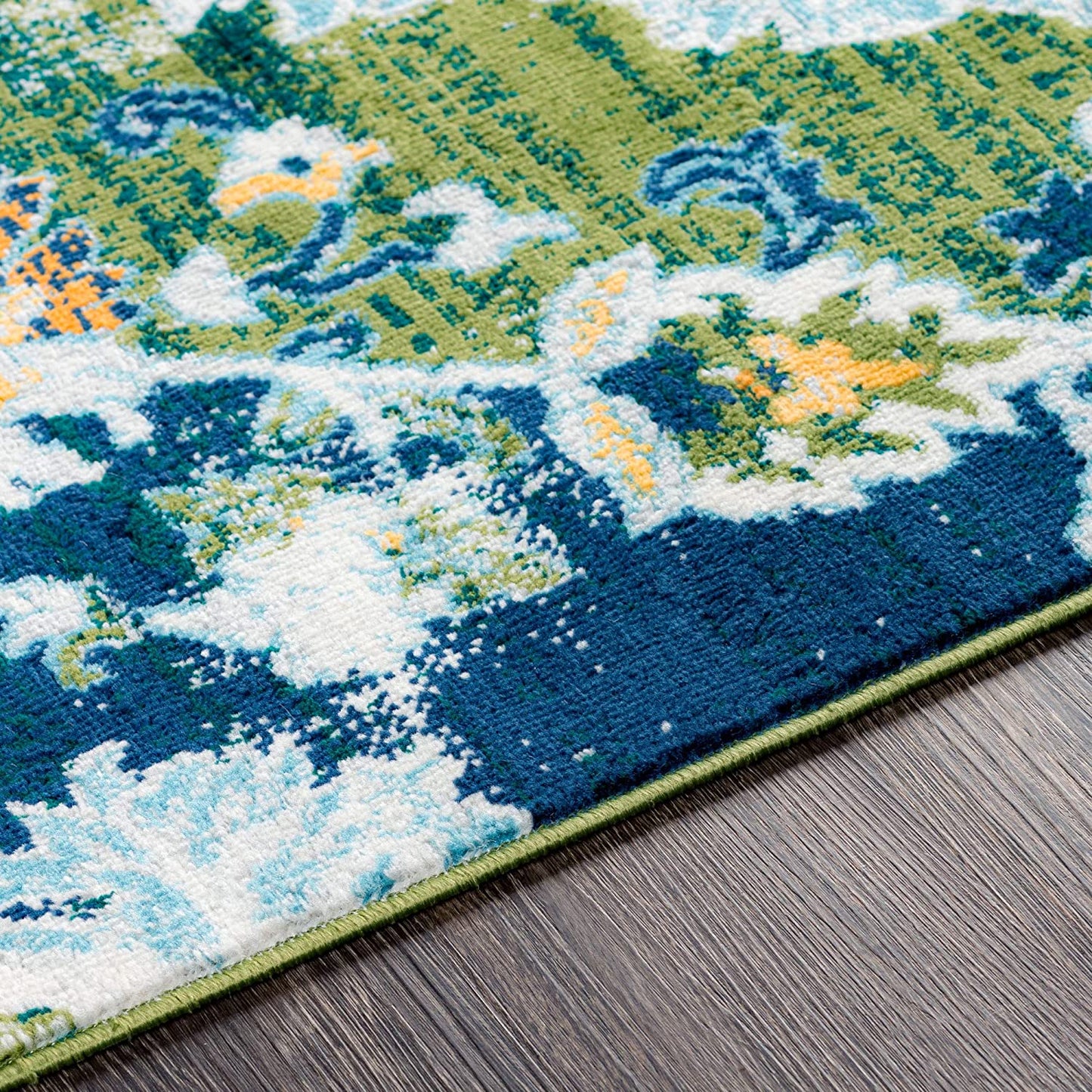 Antioch Bohemian Medallion Area Rug, Dark Green/Navy