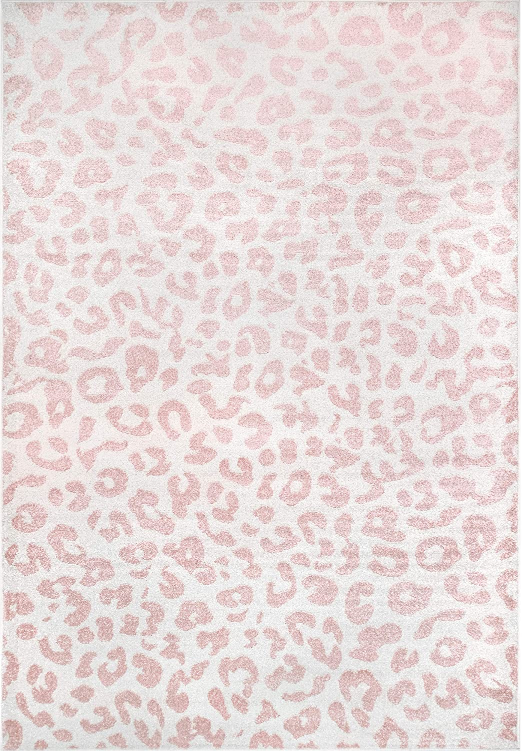 Print Leopard Soft Area Rug, Baby Pink