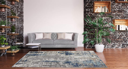 Euston Collection Blue Abstract Soft Area Rug