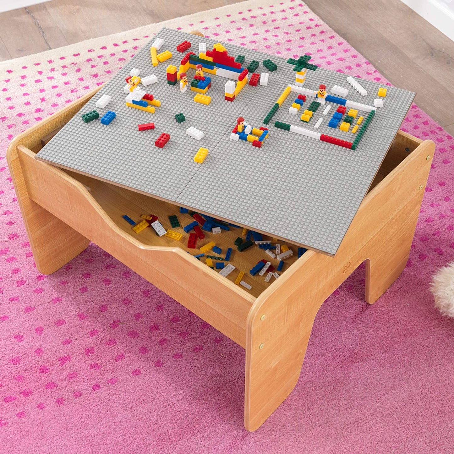 2-in-1 Activity Table with Board Gray/Natural