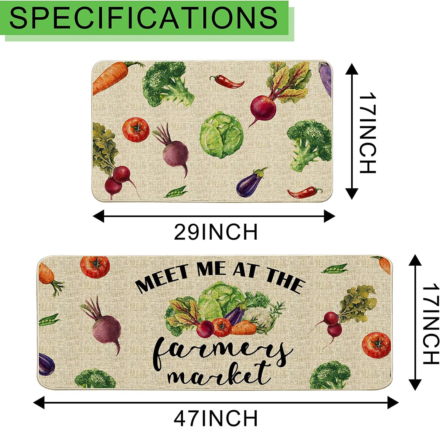 Set of 2, Anti Fatigue  Floor Non-Slip You are My Sunshine Kitchen Decor Holiday Decorations-17x29 and 17x47 Inch