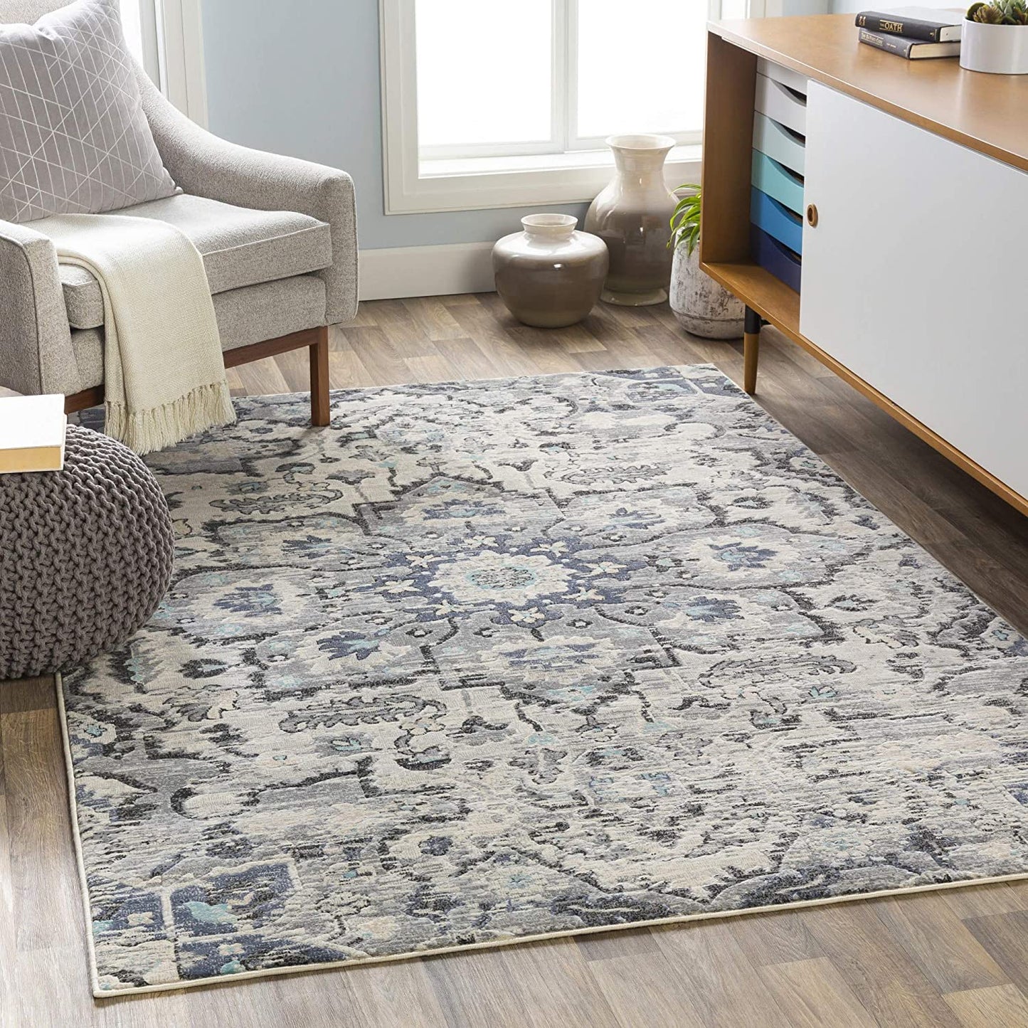 Tamlin Traditional Medallion Area Rug Taupe