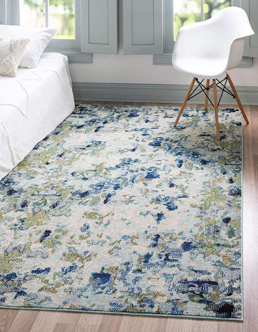 Modern Abstract Light Blue Soft Rug