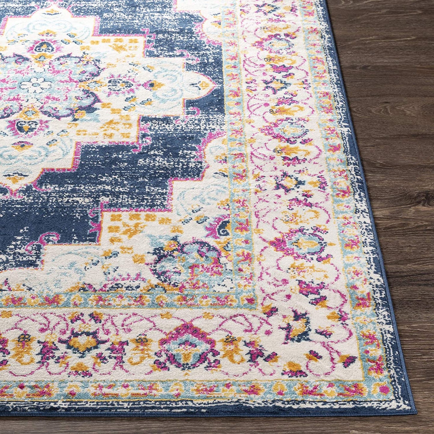 Melta Navy Ivory Traditional Soft Area Rug