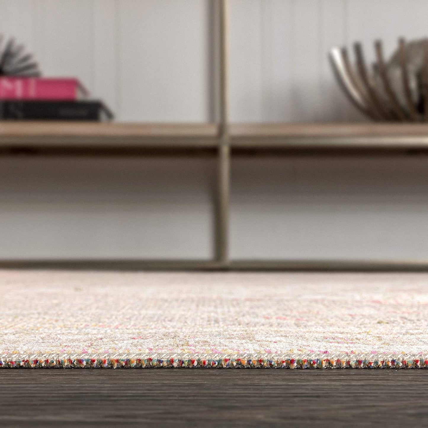 Petras Modern Ornate Medallion Brown/Pink Area Rug