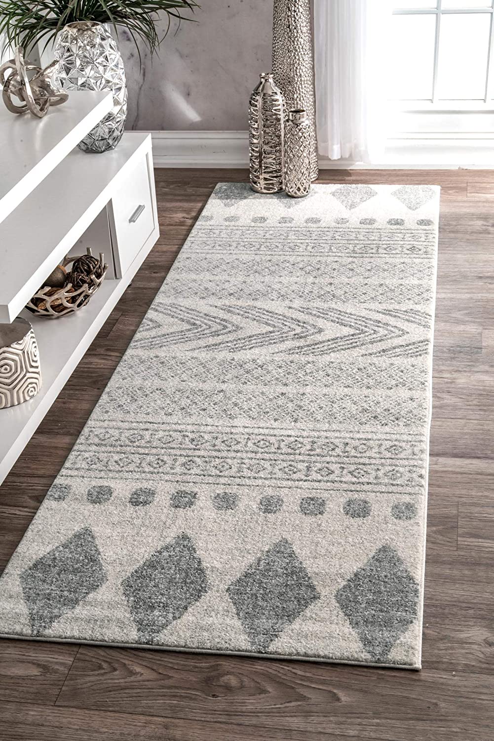 Shaina Tribal Area Rug,Grey