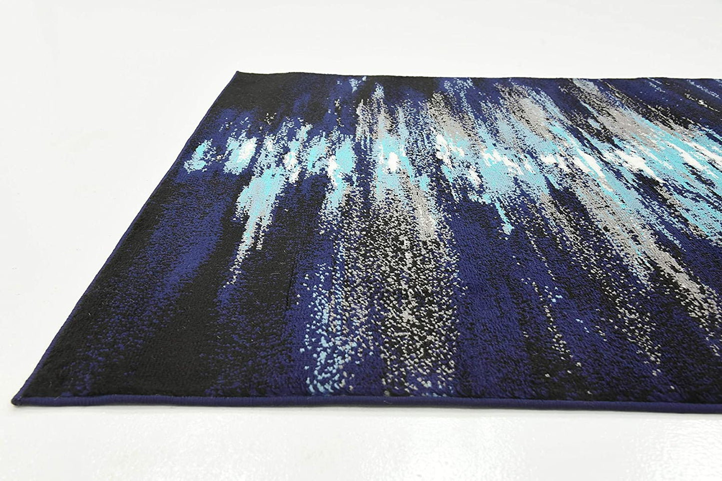 Metro Collection Abstract Water Modern Waves Navy Blue/Turquoise