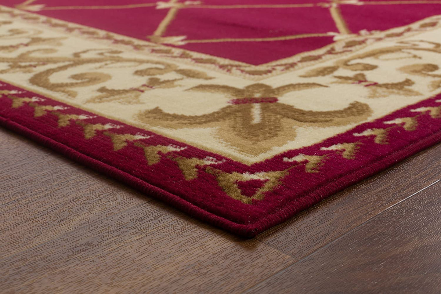 Kashan King Collection Geometric Indoor Area Rug Maroon/Beige