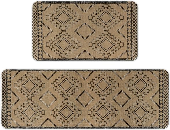 Sets of 2 Large Door Rugs Non Slip Decor Bohemian Mat Retro Fuzzy handwash Pads 47x17 in