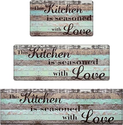 Anti Fatigue Cushioned Washable Kitchen Rug 2 Piece, 17 x 47 and 17 x 30 Inches