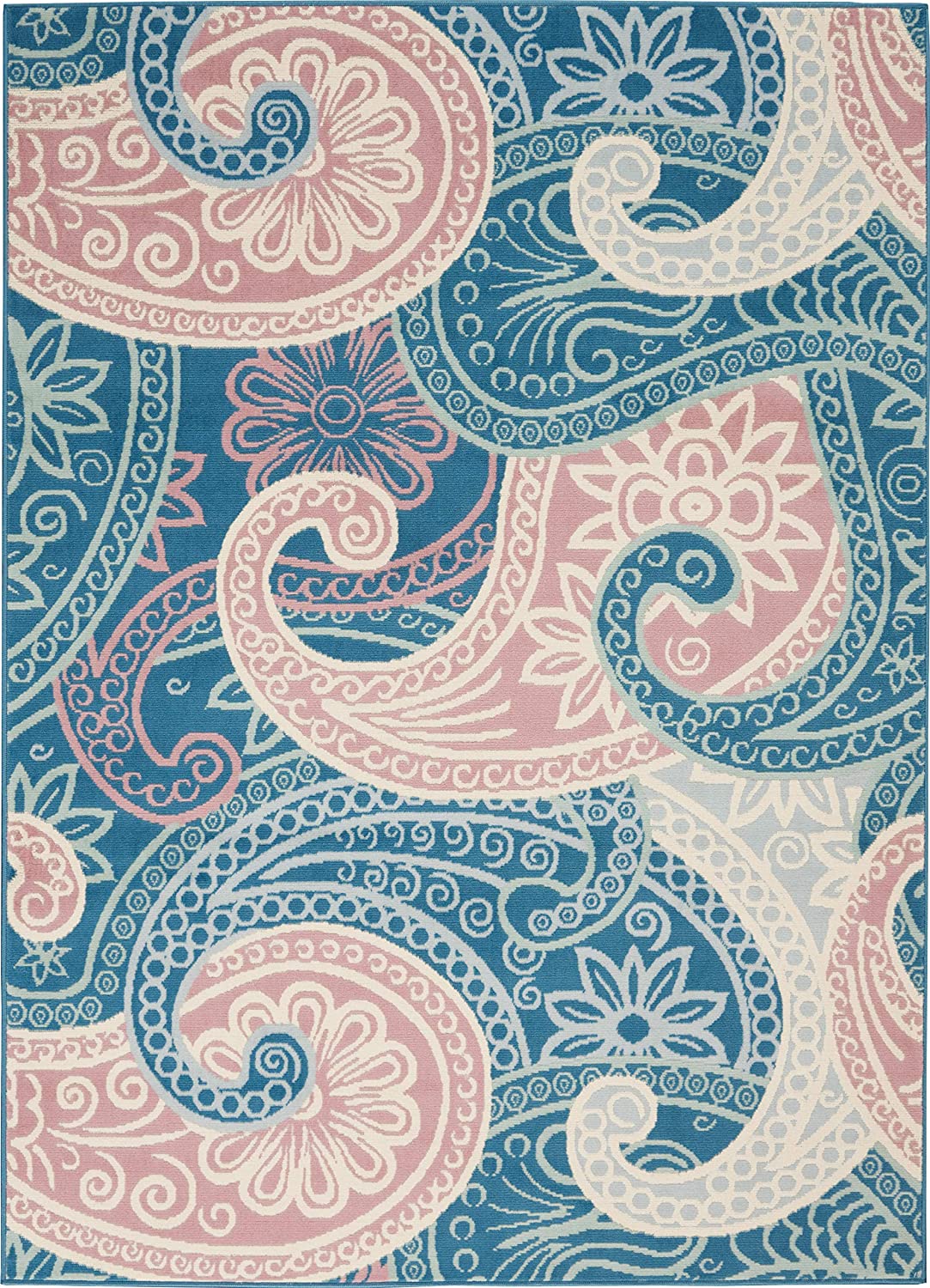 Jubilant Retro Bohemian Blue Area Rug