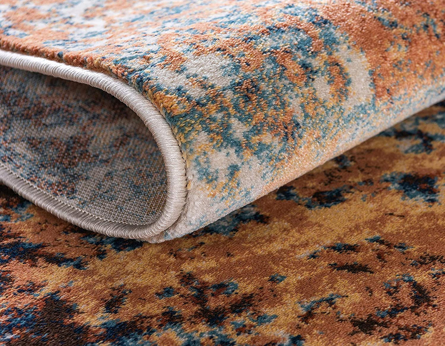 Mystic Collection Abstract Rustic Vintage Brick Red Runner Rug