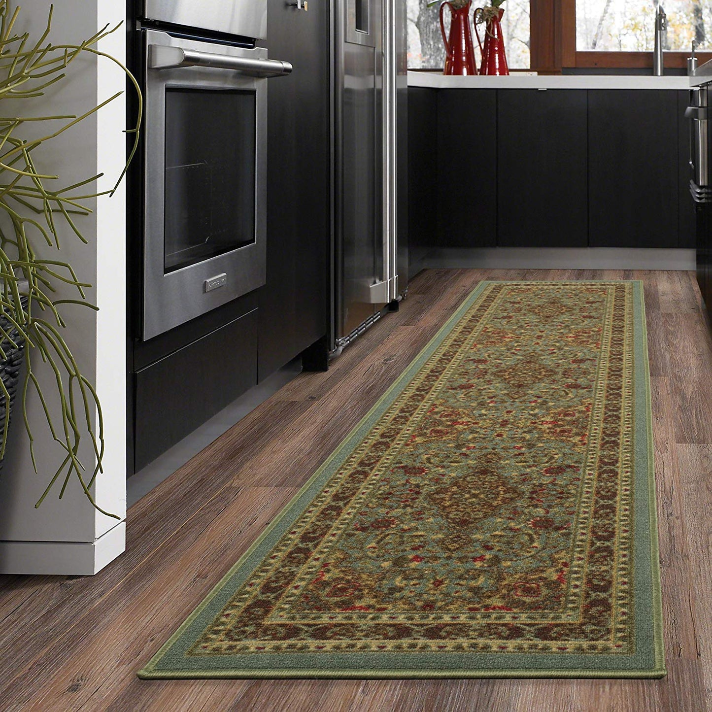 Persian Oriental Design Sage Green Non-Skid Area Rugs