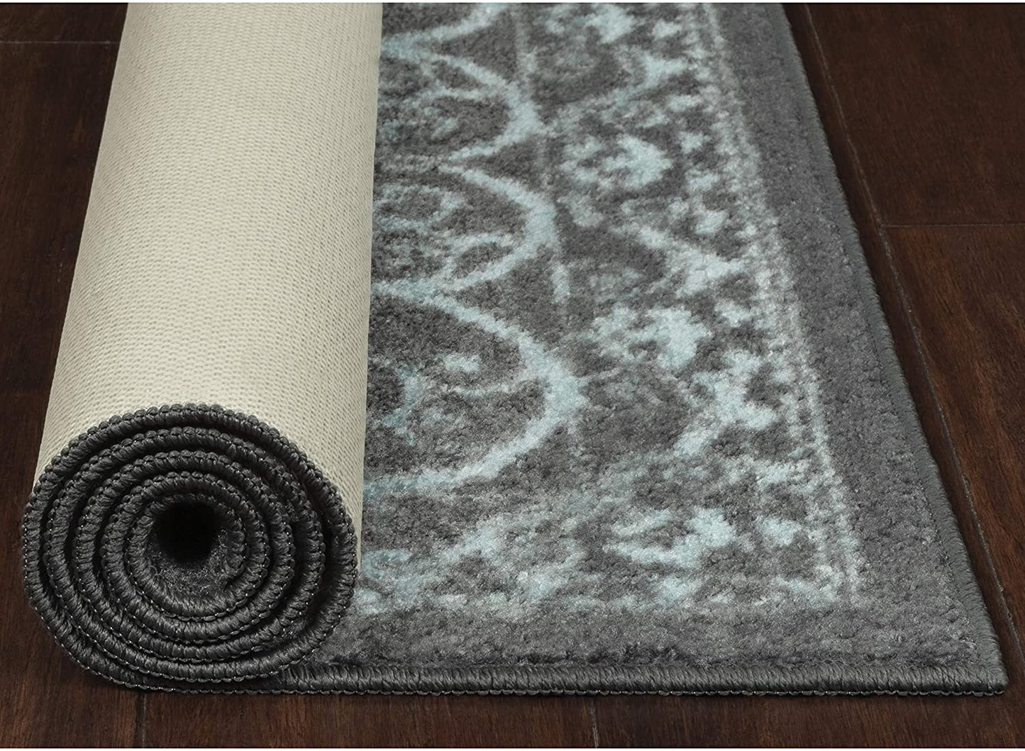 Maples Rugs Pelham Vintage Kitchen Rugs Non Skid Grey/Blue