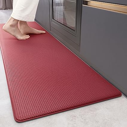 Cushioned Anti-Fatigue Kitchen Mat, Non Skid Waterproof Comfort Standing Kitchen Rugs and Mats, Memory Foam Kitchen mat, 17"x79", Black
