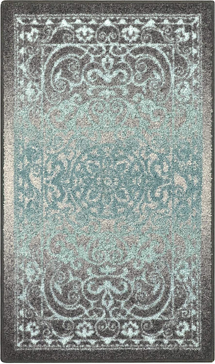 Maples Rugs Pelham Vintage Kitchen Rugs Non Skid Grey/Blue