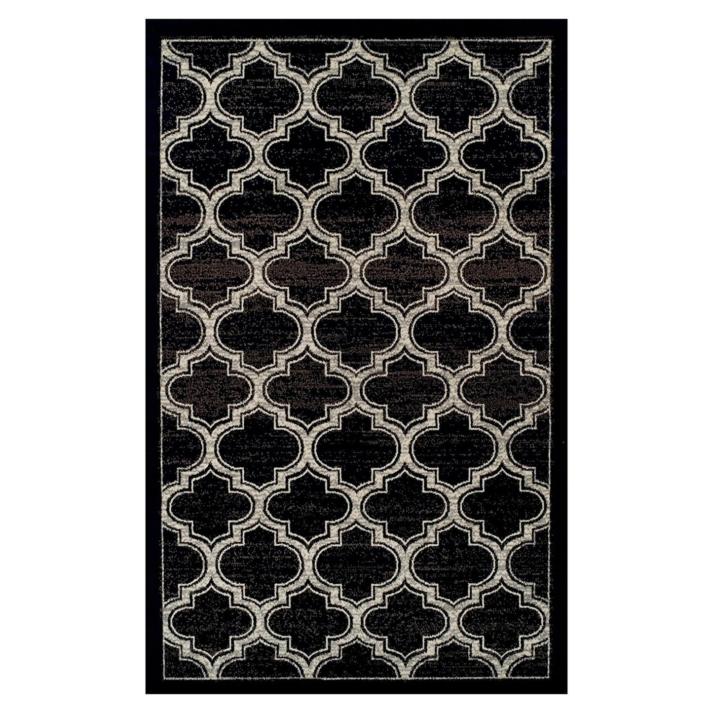 Trellis Black Ivory Grey/Gray Area Rug