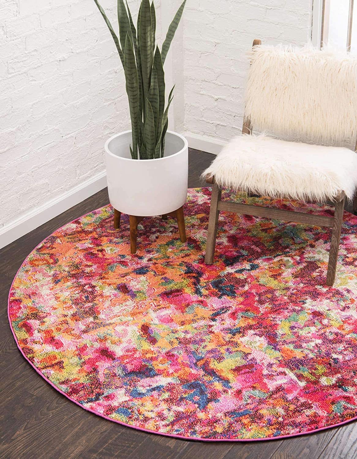 Modern Abstract Magenta Soft Rug