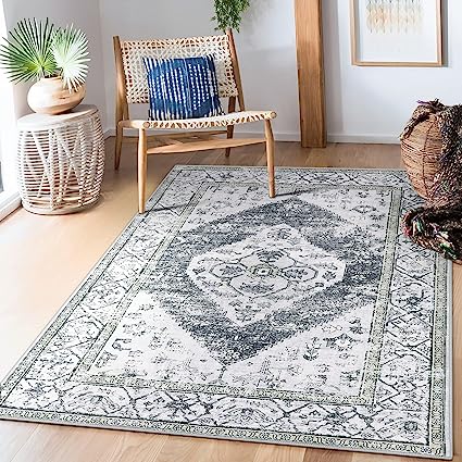 Non-Slip Distressed Vintage Persian Oriental, Small Accent Throw Low Pile Traditional Area Rug - 2' X 3'