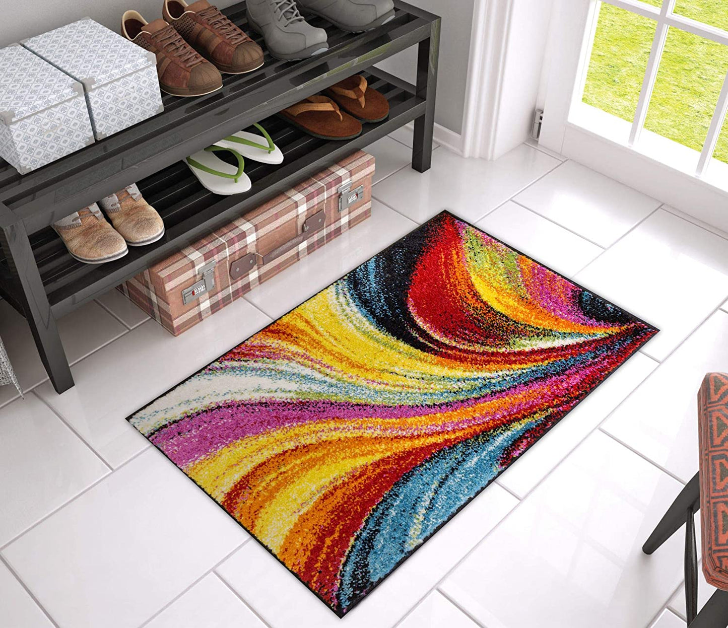 Modern Abstract Multi Bright Soft Area Rug