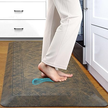 2 Packs Anti Fatigue Mat Thick Cushioned Standing Stain Resistant, Non-Slip Floor Mat (20" x 32", Black)