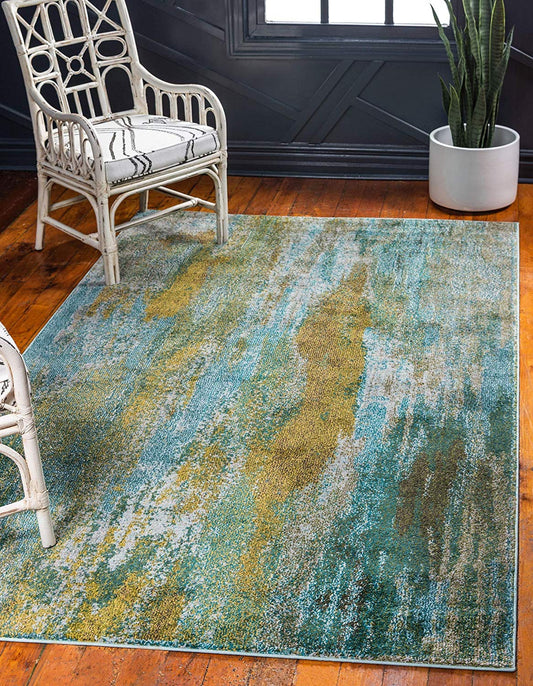 Bright Abstract Torquoise Soft Area Rug