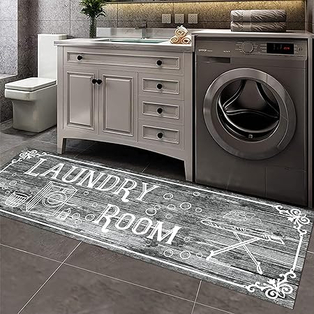 Laundry Room Rug 20"X59", Farmhouse Runner Rug Non Slip Waterproof Laundry Room Mat Floor Carpet for Kitchen, Washhouse, Mudroom