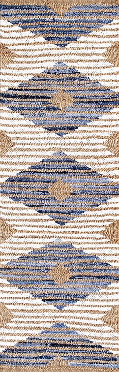Otelia Denim Jute Rug,  Denim & White