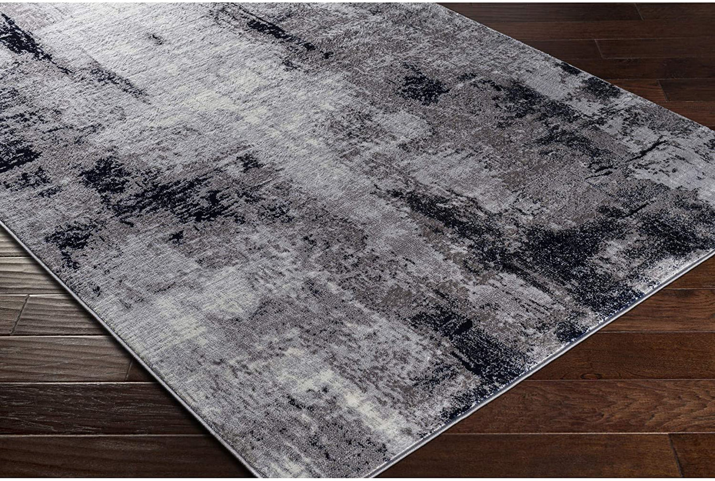 Modern Abstract Soft Area Rug, Silver/Charcoal