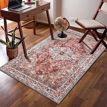 Non-Slip Distressed Vintage Persian Oriental, Small Accent Throw Low Pile Traditional Area Rug - 2' X 3'