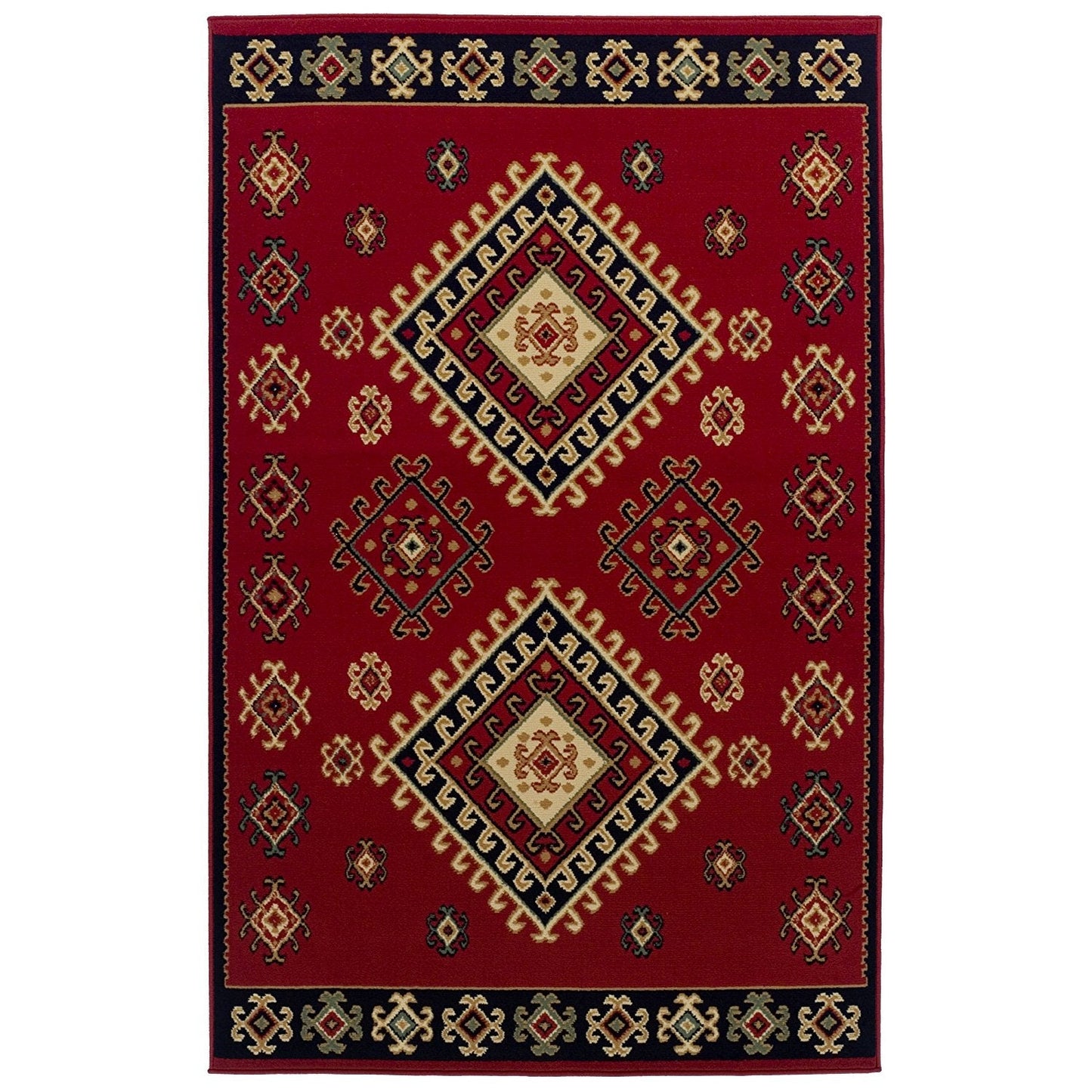 Southwest Style Bordered Red Area Rug